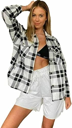 RAIS Dames geruit oversized fleece jack met capuchon Shacket Casual
