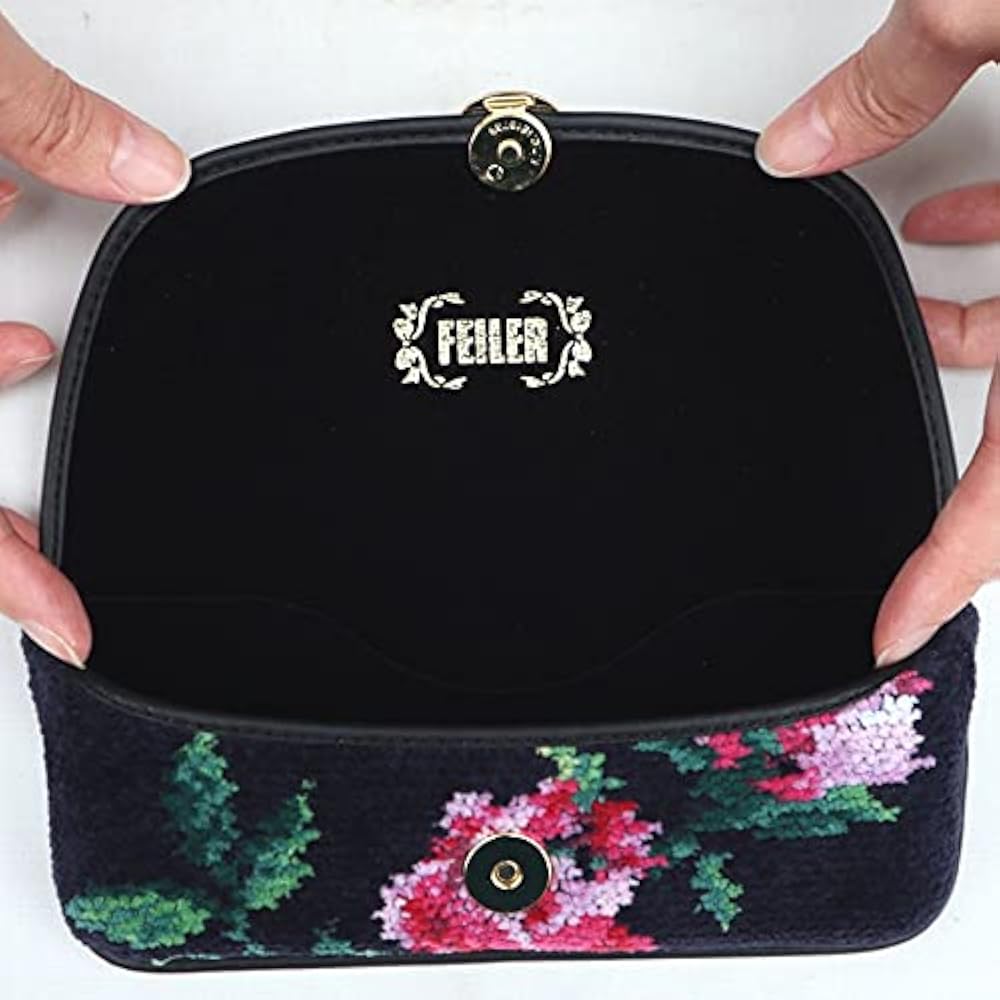 【FEILER】フェイラー　メガネケース　ローズアダージョ　ネイビー feiler ・フェイラー メガネケース 眼鏡ケース FEILER ローズ