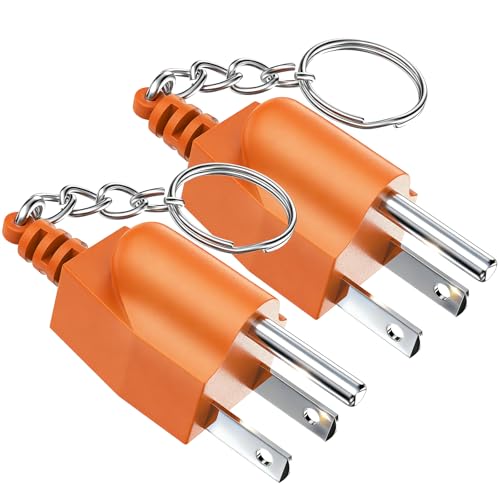 Generator Grounding Plug with Keychain - Portable Neutral Ground Bonding Adapter (NEMA 5-15P to 5-15R/TT-30R) for Inverter Generators RV Trailer Camping - Easy Storage & Anti-Loss (2Pack Orange)