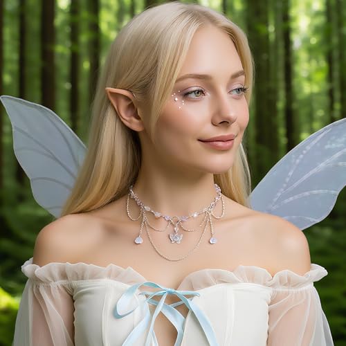 MOSTORY Crystal Fairy Necklace for Women - Fantasy Renaissance Necklace for Cosplay Renfaire Cosplay Fairycore Jewelry4