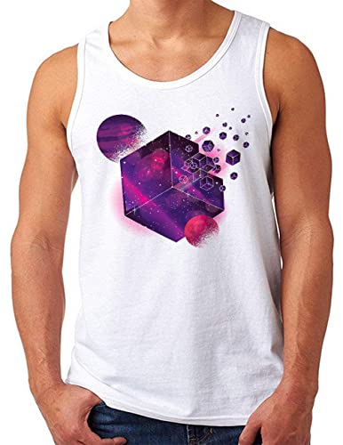 Débardeur homme OM3 Cubic Galaxy blanc idéal pour les festivals d'été