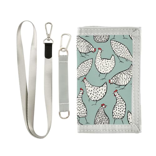 JHKKU Funny Chicken Trifold Wallets for Kids Boys Girls, Outdoor Sports Wallet for Teen, with Zipper Coin Pocket Novelty Purse