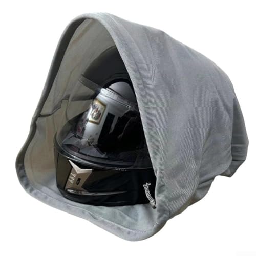 Motorradhelm-Aufbewahrung, Staubschutz mit Kordelzug-Verschluss, entworfen, um Helmkratzer zu verhindern und sichere Helmaufbewahrung für mehrere Helmtypen (grau)