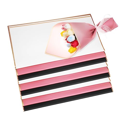 Angoily Flower Bouquet Packaging Paper 60 Sheets Rose Gold Waterproof Floral Wrapping Paper for Diy Craft