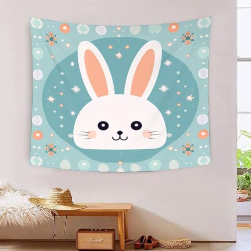 Tapisserie lapin 3D effet décoratif en tissu pour salon et chambre 180x230cm