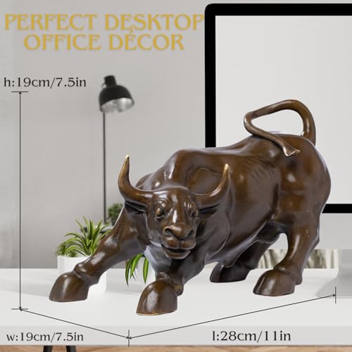 Estatua de Toro de Bronce Realong 11 pulgadas miniatura 2