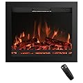 Rodalflame 30 inch Electric Fireplace Insert with 4 Adjustable Brightness Flames & Overheat Protection, 750/1500W, Black