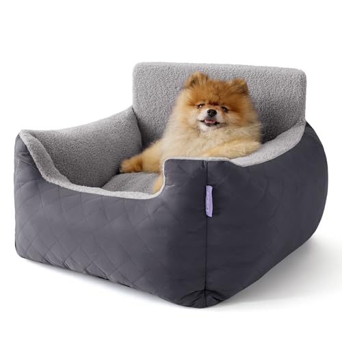 Lesure Hundesitz Auto Kleine Hunde - Wasserdichter Hundesitz Auto Rückbank, Hunde Autositz Für Kleine Hundemit, Ansteckbare Leine Für Autositz Hund,Dunkel grau
