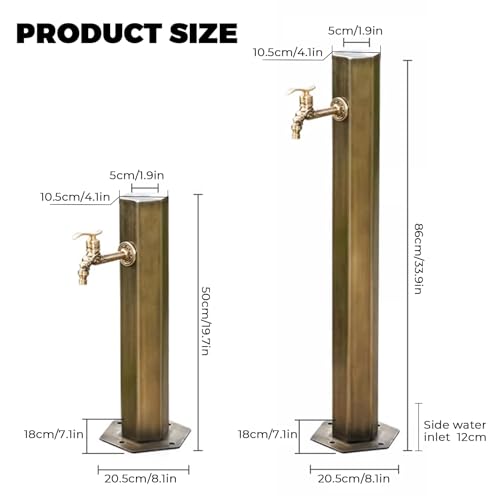 Columna de agua vertical para jardín, grifo de bloqueo anticongelante con soporte de manguera independiente, fuente de patio al aire libre e hidrante de riego para jardín y patio