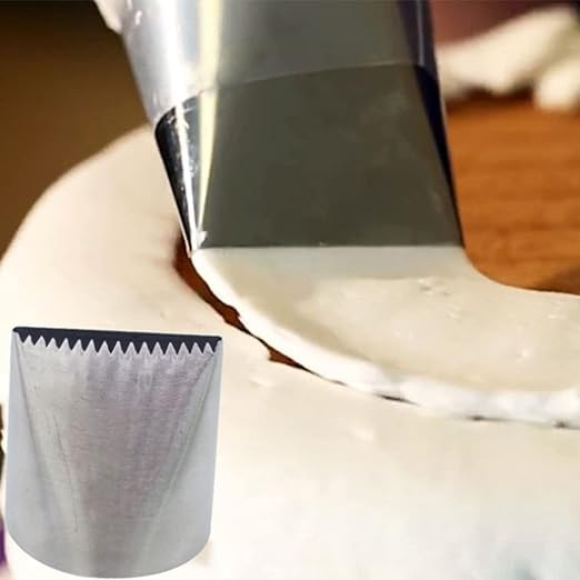 Image of HUSAINI MART | Big Basket Nozzle Double Sided Stainless Steel Cake Decorating Tube Nozzle, Flat Serrated Flower Mouth Baking Tool for Beginners
