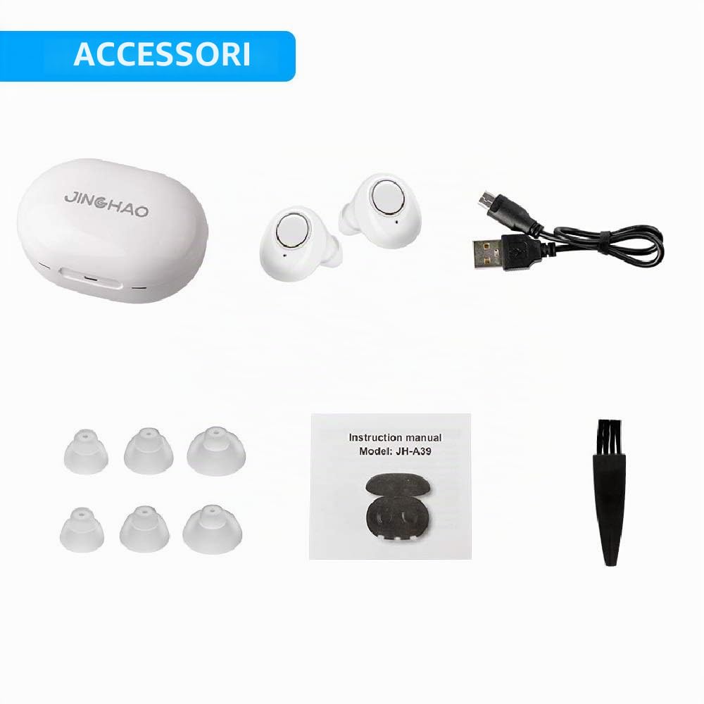 JINGHAO Amplificatore Suono Ricaricabile Amplificatore Suono Invisibile Con Portatile Cassa Di Ricarica Confezione da 2