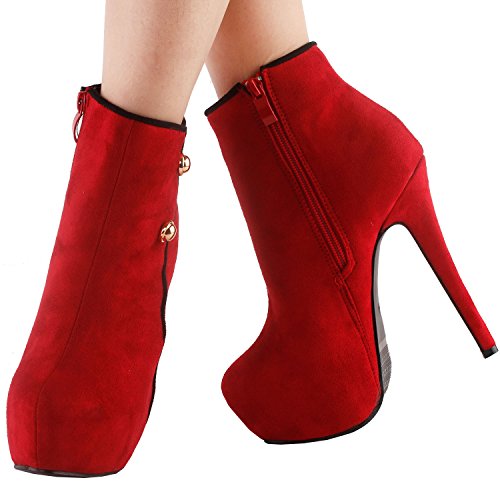 SHOW STORY Red Black Classic 6" 6 inch Designer Cute Highest Shoes,LF80829RD39,8US,Red - Image 4