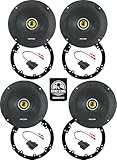 KICKER Speakers 6.5 inch for Volkswagen Jetta 2011-2023 Upgrade Kit - 4 Pack of CS Series with Adapters and Harness, Coaxial 6 1/2 Car Audio Front and Rear Door Speaker CSC654, 46CSC654