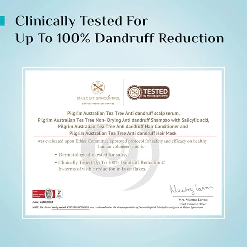 Image of Pilgrim Australian Tea Tree Anti-Dandruff Shampoo & Conditioner For All Hair Type | Smoothens Strands & Detangles Hair | Fights and Prevents Dandruff | For Men & Women (Pack of 1)