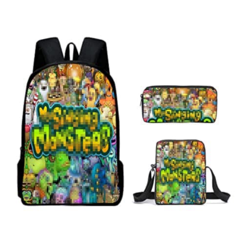 LBYSW Monsters Backpack 3Pcs Set - Perfect for Casual Daypacks (12,3pcs)