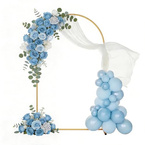 Suporte de arco de casamento, XRCHAA 2M suporte de balões de ouro de metal com flores, moldura de arco de balões para aniversários, aniversário, casamento, cerimónia, graduação