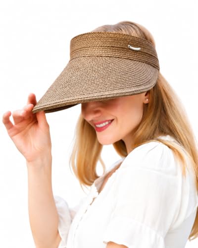 Sombrero de playa con ala ancha para mujer, paja natural miniatura 1