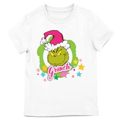 The Grinch Festive Character Art Girls White Crew Neck Short Sleeve T-Shirt-XS