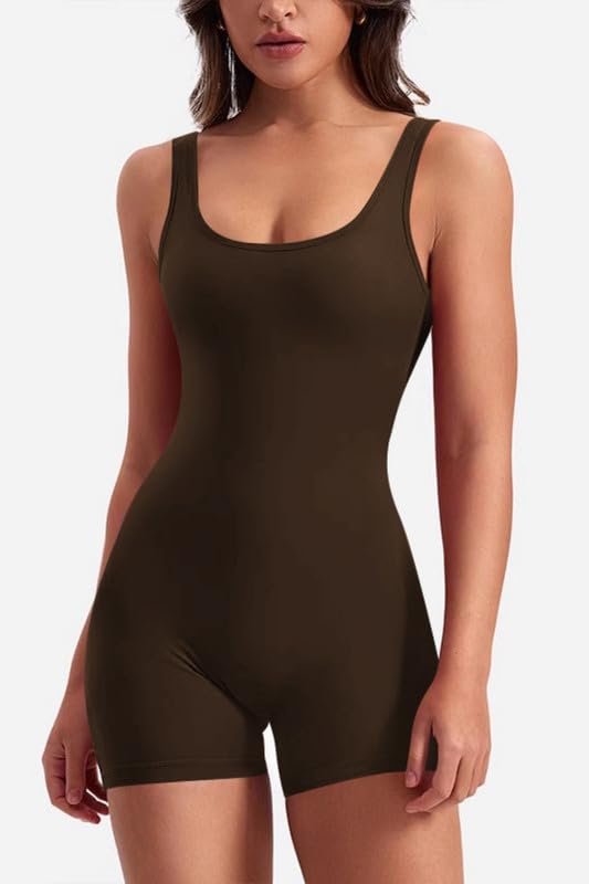 Haibang Combinaison Femme Sport Sans Couture Scrunch Butt Lift Combishort Femme Ete Une PièceJumpsuit Dos nu Combinaison Moulante Sans Manches Col Carré Rembourrée Romper Pour Fitness Yoga Club