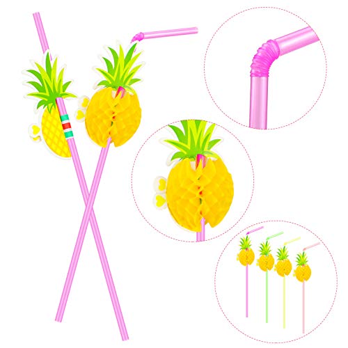 image for Hysagtek 50 Pcs Pineapple Drinking Straws Bendable Cocktail Straws Pin