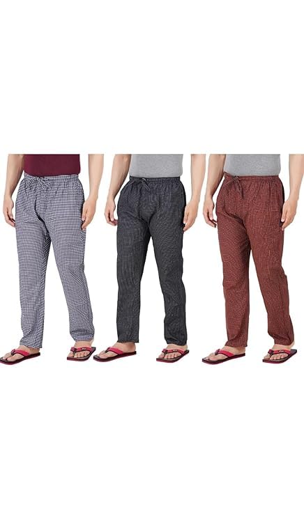 Men's Cotton Checkered Pyjama for Night Wear, Relaxation and Sleep (Pack of 3)-picture-38