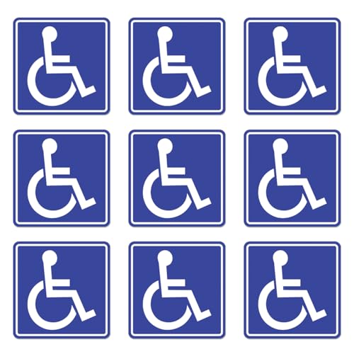 Image of Wheelchair Accessibility Symbol Stickers Vinyl Selfadhesive Decals for Public Signage Indoor Outdoor Use Handicap Access Sign 9Pcs Car Skateboard Motorcycle Bedroom