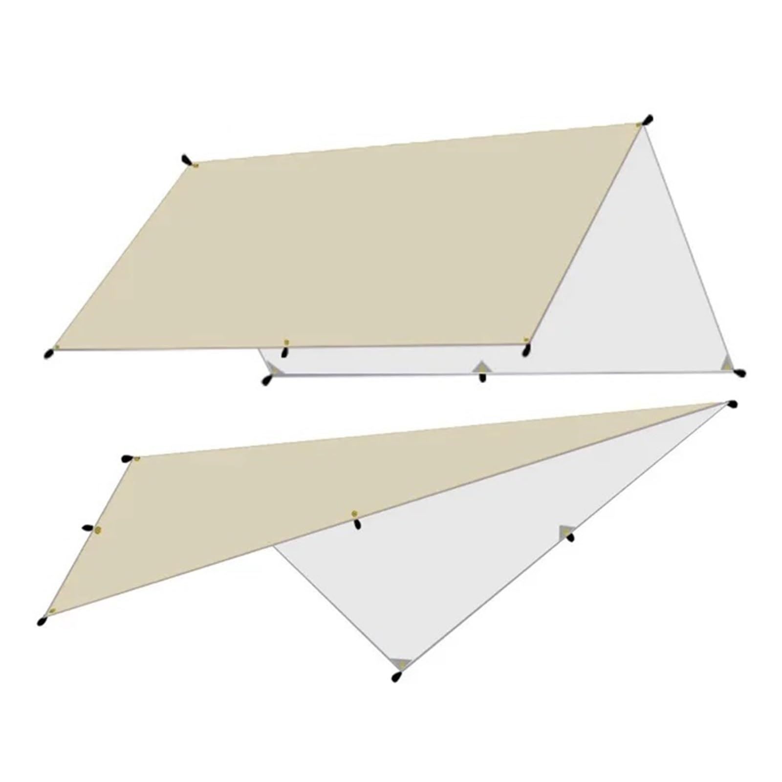 Tent tarp 5x3m 4x3m 3x3meters Waterproof Tarp Tent Shade Ultralight Garden Canopy Sunshade Outdoor Camping Awning Tourist Beach Sun Shelter 4x4(Light Khaki,3x4m)