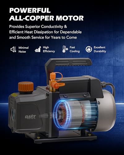 Image of Orion Motor Tech Vacuum Pump, 4 cfm 1 /3 hp HVAC Single Stage Vacuum Pump for R12 R22 R134a R410a R502, Auto AC Vacuum Pump Kit for Automotive Air Conditioner Resin Degassing & More, Oil Included