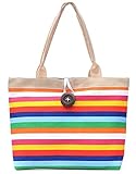 Rainbow Canvas Tote Bag with Zipper - Tote Bag with Pocket - Small Beach Tote Bag Aesthetic - Cute...