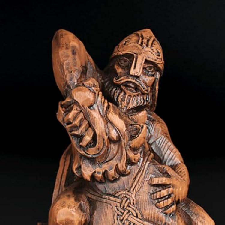 Dryad Design Viking Home Decor - Norse God Tyr Statue Wood Finish (God of War & Courage)