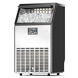 COWSAR Commercial Crescent Ice Maker Machine 120Lbs/24H, Ready in 12Mins, Undercounter Ice Makers with 26Lbs Storage Capacity, Self-Cleaning Freestanding Crescent Ice Machine for Whiskey/Coffee/Drinks