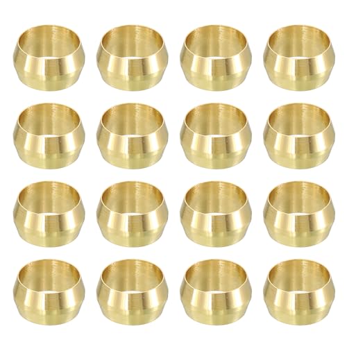 sourcing map 60 casquillos de compresión de latón OD de 12 mm para tubos de compresión de latón, accesorios de tubo de compresión de latón para tubería de agua, aceite y aire