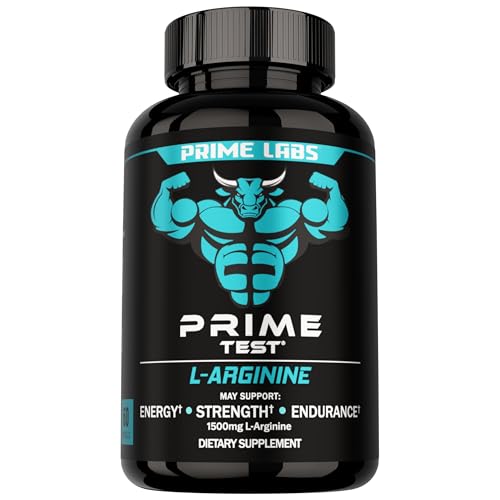 Prime Labs L Arginine 1500mg - Nitric Oxide Supplement - Blood Flow, Energy, Strength, Endurance - 60 Count