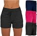 Sexy Basics Women's 3 Pack Active Wear Lounge Yoga Gym Casual Sport Shorts (3 Pack -Navy/Charcoal/Pink, Large)