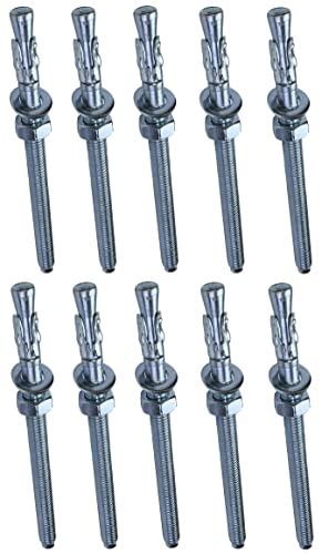 AERZETIX - Long Thread Anchor Bolt Screw for Wall, Concrete, Stone - M8 x 120 mm - Zinc Plated Steel