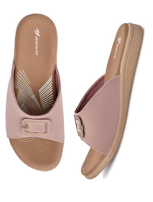 Image of HEALTH FIT EXTRA SOFT Women's Comfortable Memory Foam Doctor Slippers /Flip-Flops|Fashionable Casual & Stylish|Lightweight & Breathable|Outdoor Synthetic Casual Chappals Sandals Ladies & Girls HF27