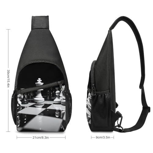 Bolso crossbody casual de ajedrez blanco y negro unisex miniatura 2