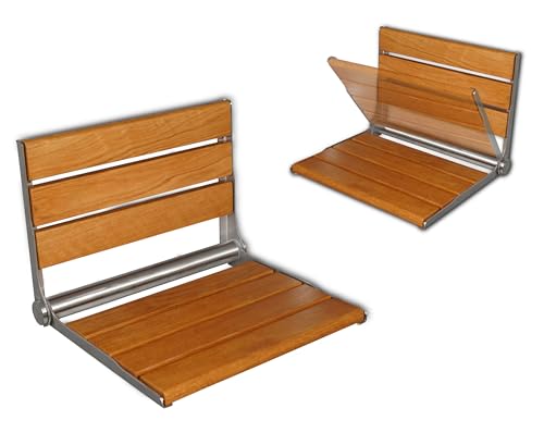 Asiento de ducha plegable de madera de roble Aidapt para pared 4