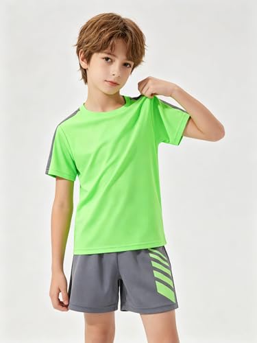 Image of Boys' Active Shorts Set 6 Pieces T-Shirt and Quick Drying Shorts Summer Activewear Sets 4-12Y