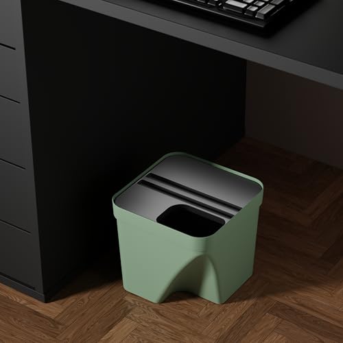 Image of 10L Dustbin with Lid | Green | Pack of 1 | Multipurpose Garbage Bin for Kitchen, Home & Office | Wet & Dry Waste Basket for Food Waste, Recycling & Indoor Outdoor Use