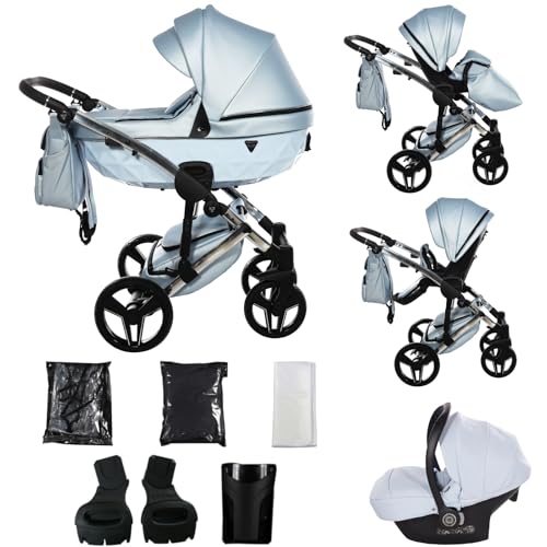 Junama Kinderwagen Diamond S Class 2in1 3in1 4in1 (10 - lichtblauw, 3in1 met autostoel)