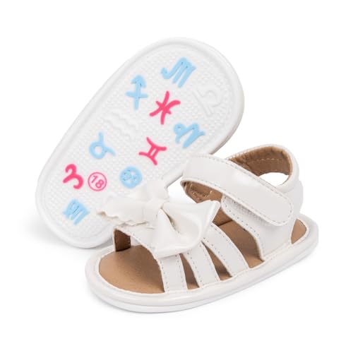 Image of Babelvit Infant Baby Girl Boy Sandals Comfort Premium Summer Outdoor Casual Beach Shoes with Flower Bowknot Anti Slip Rubber Sole Newborn Toddler Prewalker First Walking Shoes