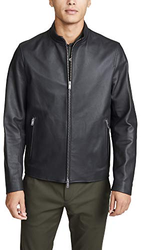 Theory Men's Morvek Leather Jacket, Pewter, Black, Medium