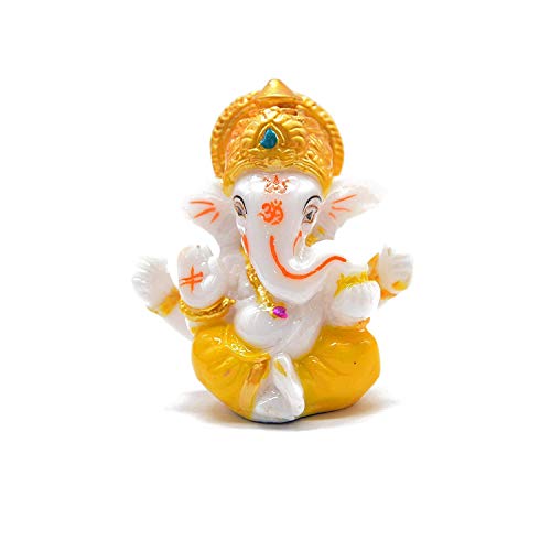 Image of Handmade Showpiece Polyresin Ganesh Idols and Figurines for Spiritual Vaastu Pooja Decorative Sculpture for Puja Gifts & Decoration Items for Home Decor (2.3 Inch Yellow Ganesh ji)