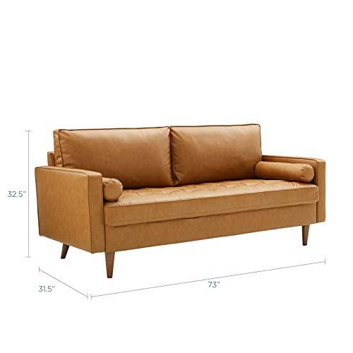 Modway Valour Vegan Leather Tufted Sofa, Tan #TOP2