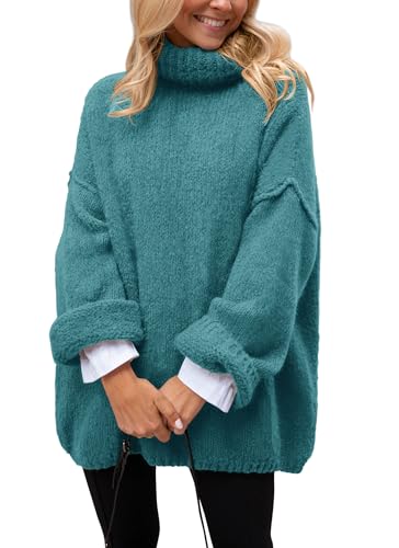 PRETTYGARDEN Women's Knit Oversized Sweater Fall Fashion Casual Long Sleeve Turtleneck Chunky Pullover Tops Winter Clothing