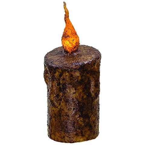 CWI Gifts 5" Burnt Mustard Dripped Flicker Pillar Candle Cover