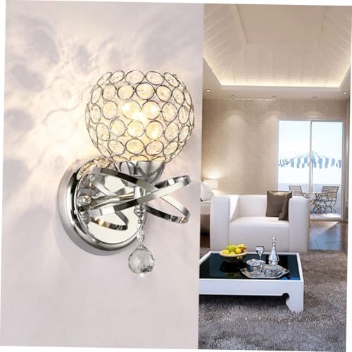 Lámpara de pared de cristal moderna LED y acero plata para sala y pasillo 7