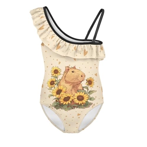 Image of Girls One Piece Swimsuits Size 3-14 Trendy Ruffle Bathing Suit Casual Hawaiian Summer Beach Swimwear