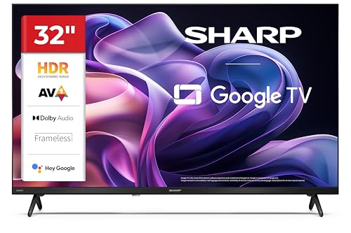 SHARP 32HF2365E – Google TV, 32' HD, Rahmenlos, 60 Hz, Bluetooth, Ton 2x3 W, HDMIx3, USBx2, Farbe Schwarz